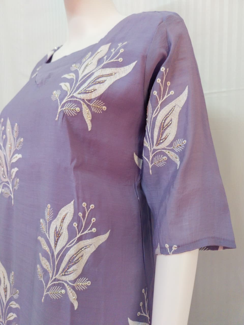 Mul Chanderi Cotton Embroidered Kurti
