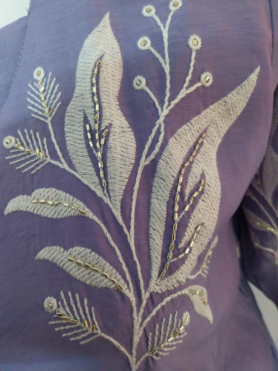 Mul Chanderi Cotton Embroidered Kurti