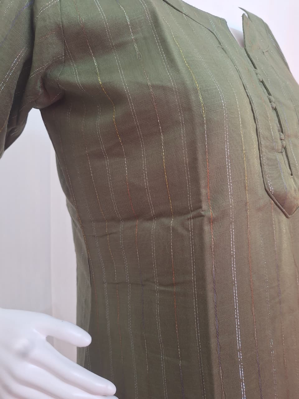 Cotton Rayon Lurex Stripe Kurta