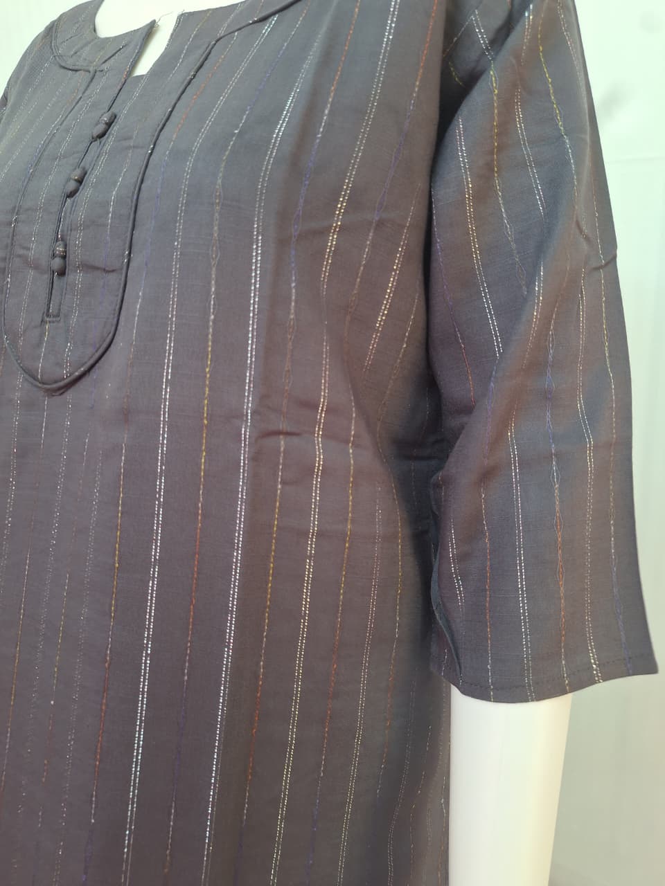 Cotton Rayon Lurex Stripe Kurta