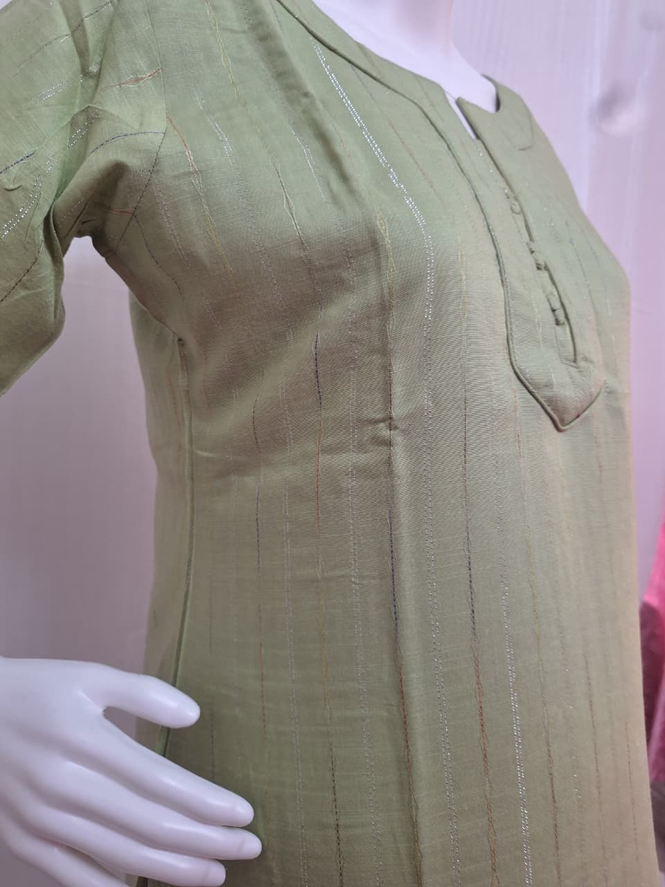 Cotton Rayon Lurex Stripe Kurta