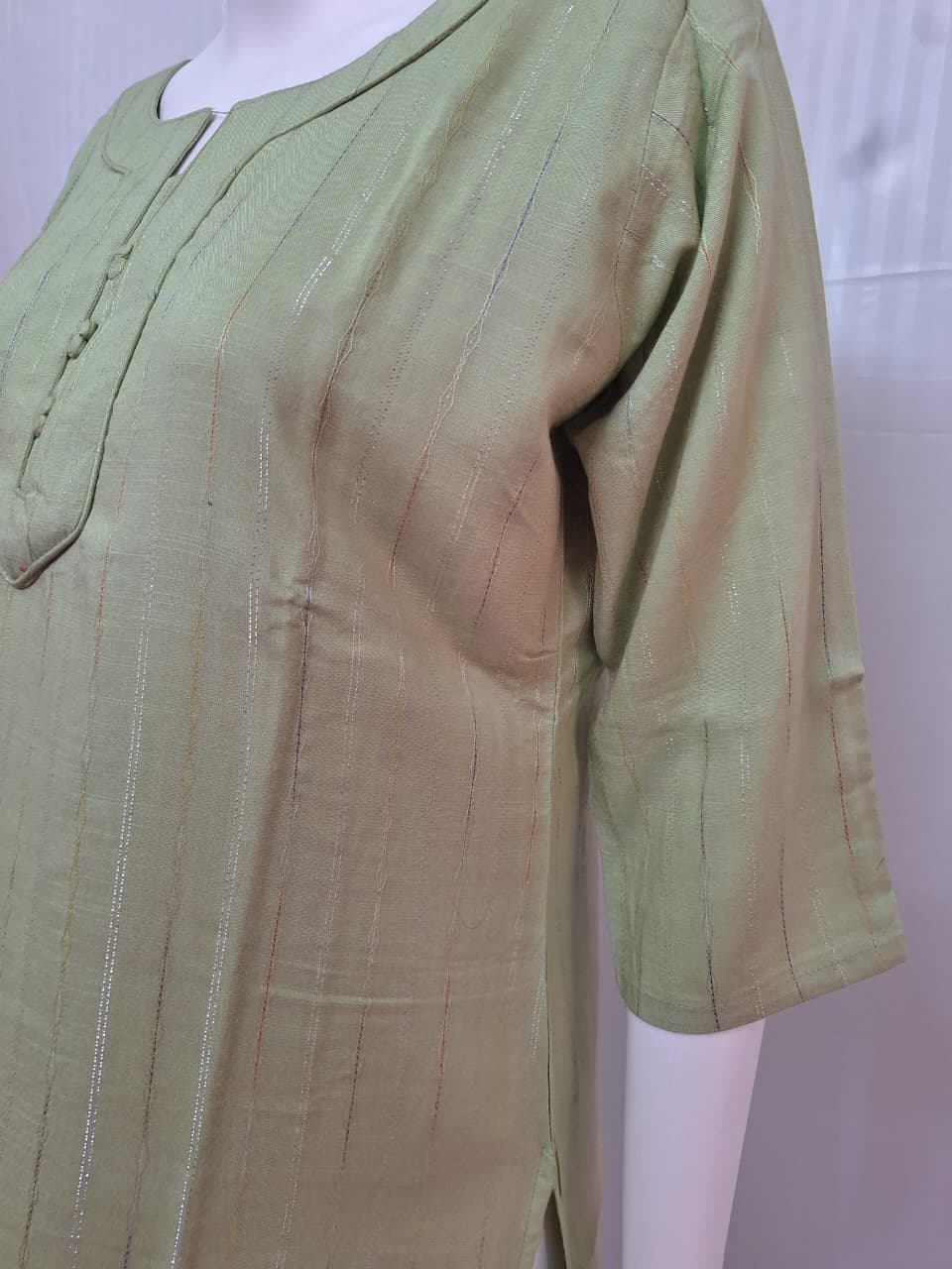 Cotton Rayon Lurex Stripe Kurta