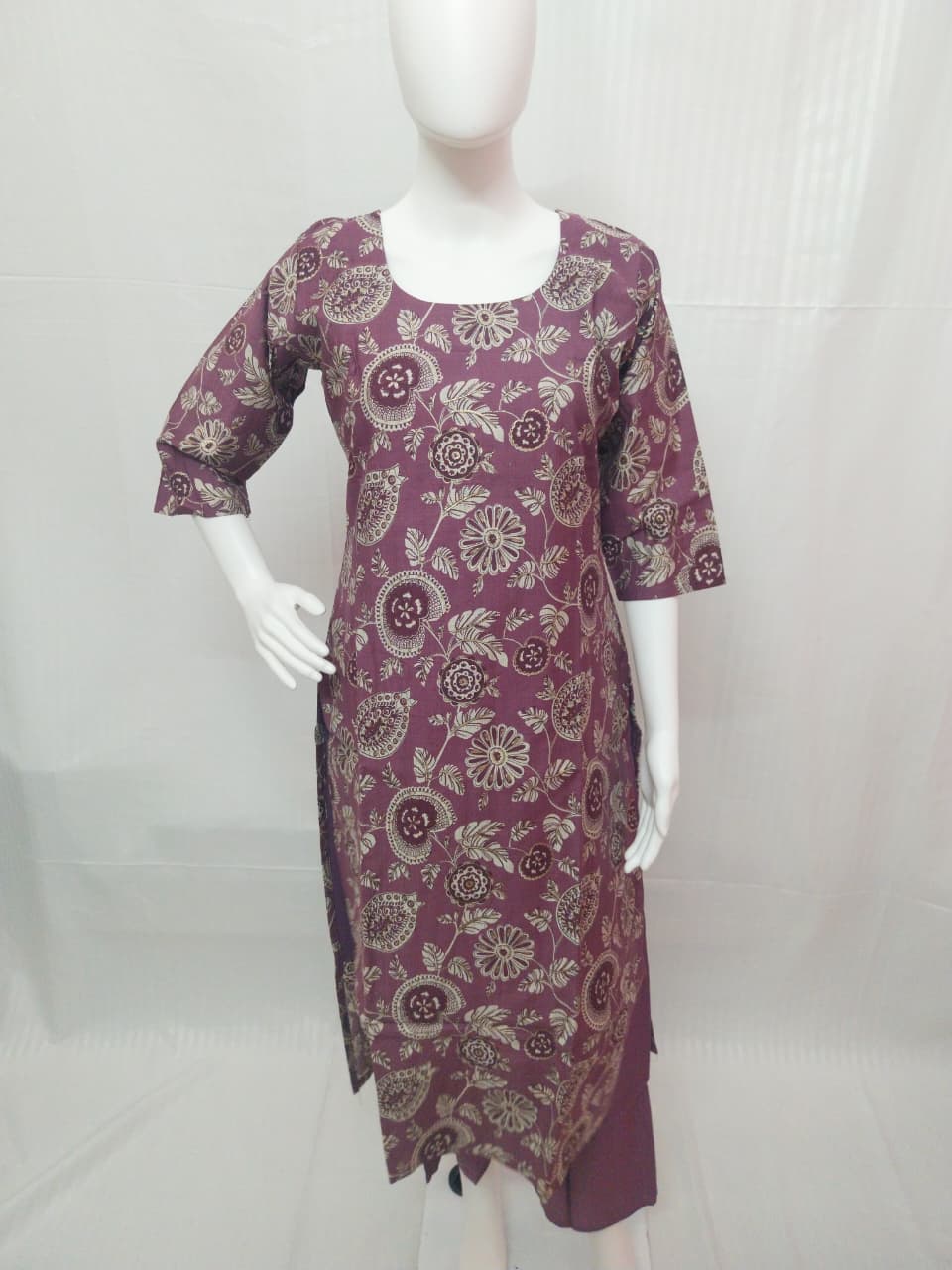 Premium Onion Pink Vertical Cotton Ethnic Co-ord Set