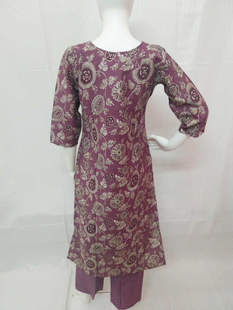 Premium Onion Pink Vertical Cotton Ethnic Co-ord Set