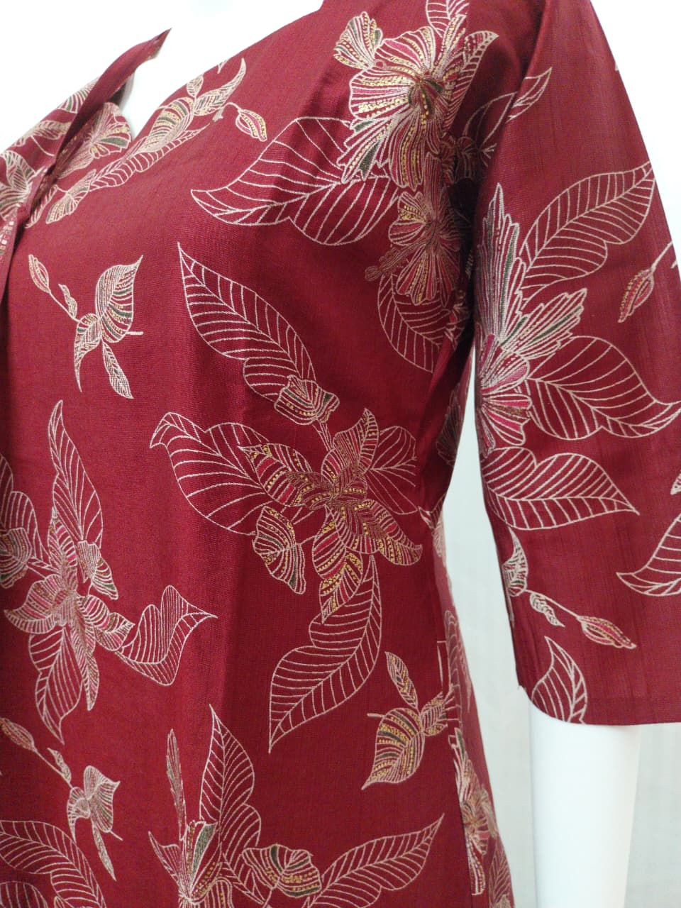 Premium Wine Maroon Woven Cotton Vertical Fabric 3-Piece Salwar Suit Set