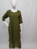 Premium Olive Green Mul Chanderi Embroidered Kurti with Sequence Accents
